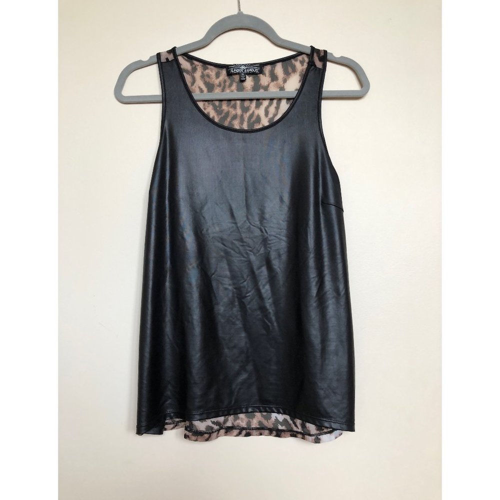 Almost Famous Cheetah Print/Leather Tank Top